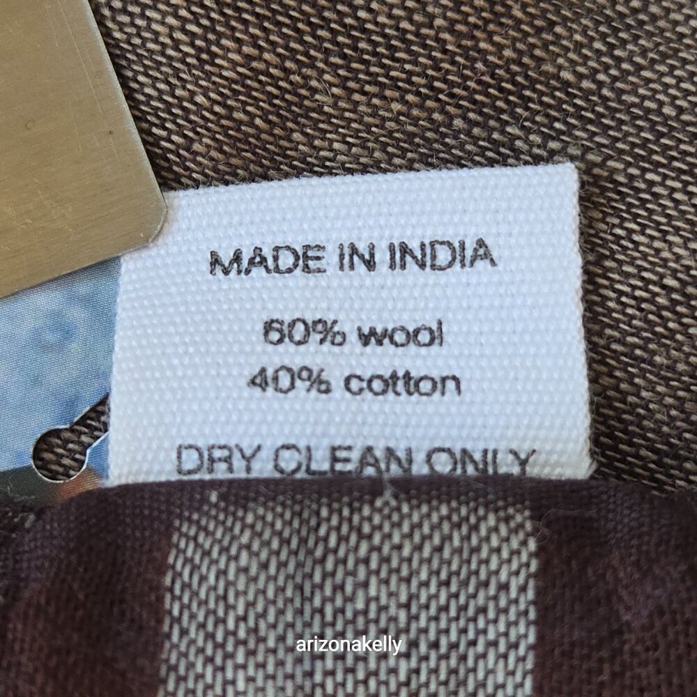 NWT Wool/Cotton Blend Lightweight Scarf Brown Tan Plaid Freeset Fabric - Picture 5 of 16
